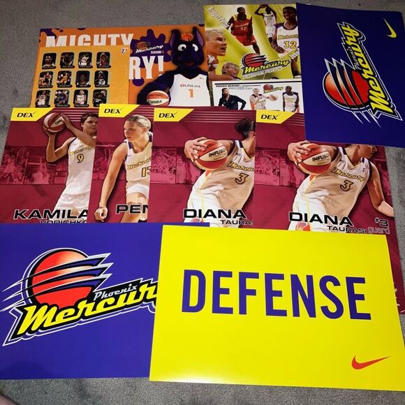 PHOENIX MERCURY POSTER SIGN LOT TAURASI PENNY TAYLOR MASCOT ETC (10) - Picture 1 of 5
